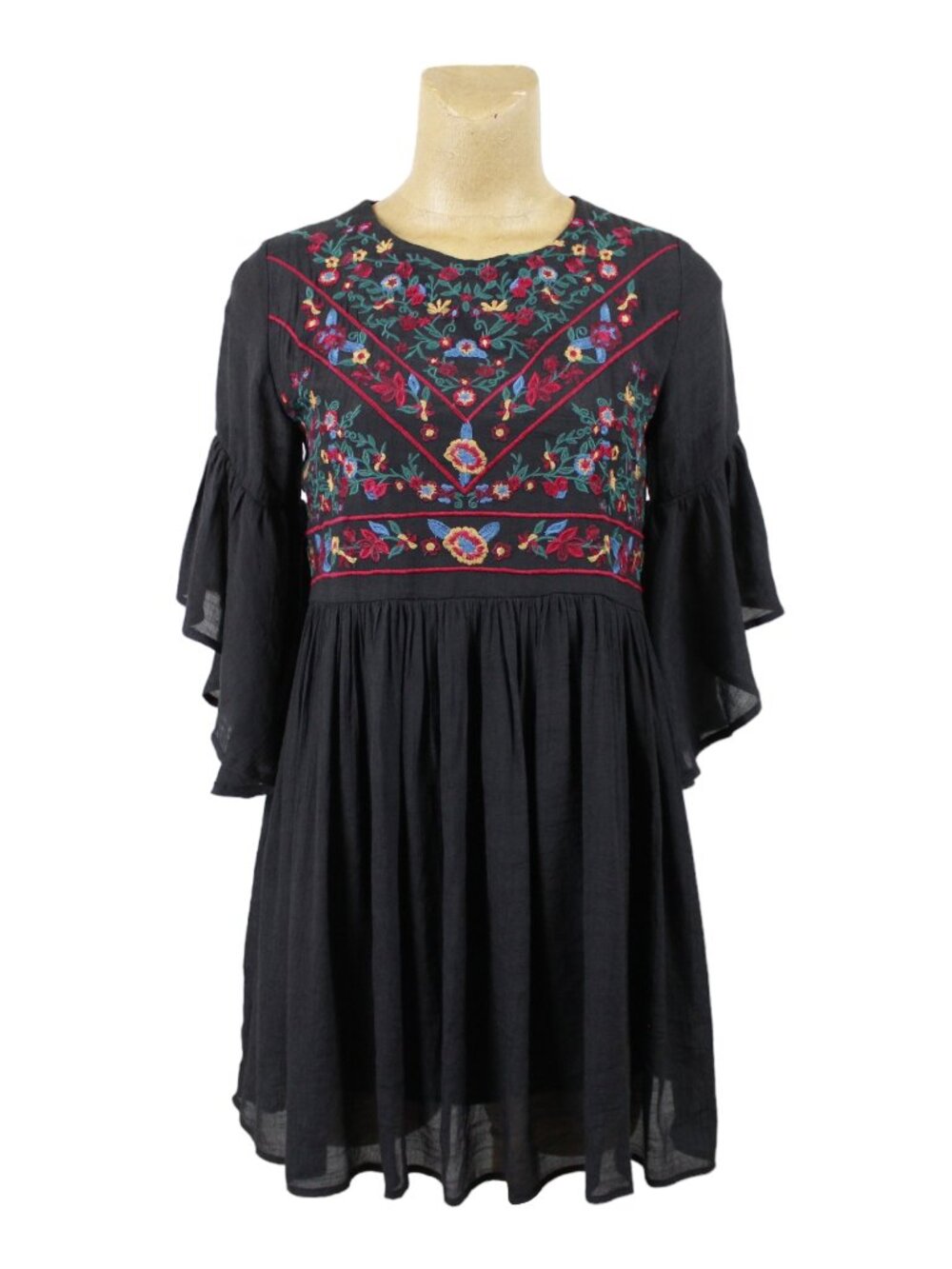 Umgee Ruffle Sleeve Embroidered Babydoll Mini Dress